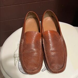 Men's Brown Leather Perforated Slip-On Loafers